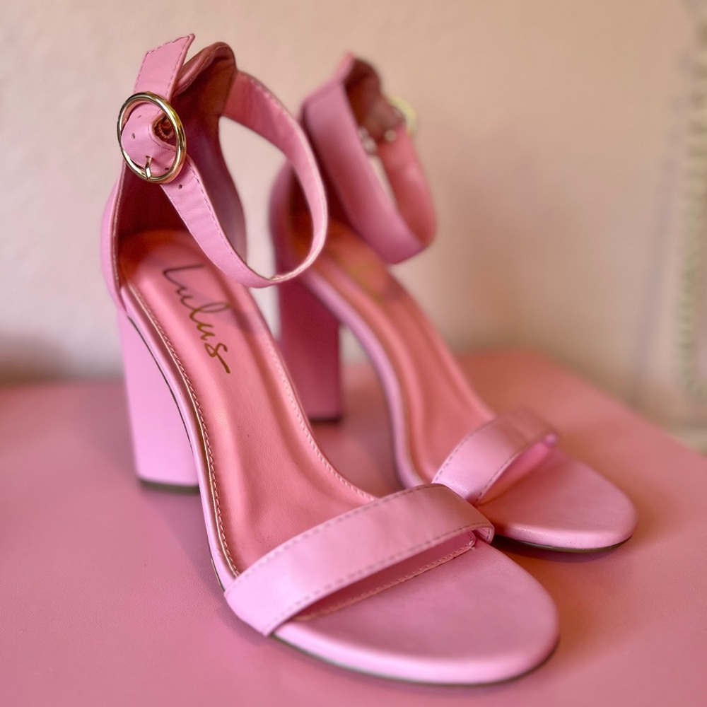 Kamali Pink Ankle Strap Block Heels from Lulus